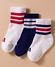 Adidas Kids Cotton Anti Bacterial Ankle Length Socks with Striped Design - Navy Blue & White