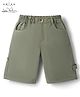 Arias Cotton Twill Elastane Woven Knee Length Solid Colour Shorts With Patch & Pocket - Green