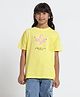 Under Fourteen Only Half Drop Shoulder Sleeves Frill Detailed Flamingo Printed Top - Yellow