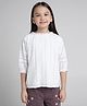 Under Fourteen Only Three Fourth Peasant Sleeves Floral Lace Embellished Top - White