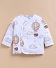 Cot & Candy Organic Cotton Knit Full Sleeves Hot Air Balloon Printed Jhabla - White & Brown