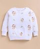 Cot & Candy Organic Cotton Knit Full Sleeves Lion Printed Sweatshirt  - White & Brown