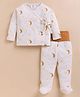 Cot & Candy Organic Cotton Knit Full Sleeves Night Sky Printed Coordinating Jabala & Footed Pants Set  - Peach