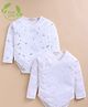 Cot & Candy Organic Cotton Knit Pack Of 2 Full Sleeves Bear & Butterfly Printed Onesies - White