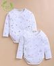 Cot & Candy Organic Cotton Knit Pack Of 2 Full Sleeves Bear & Nautical Theme Printed Onesie - White