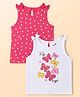 Doodle Poodle 100% Cotton Single Jersey Knit Sleeveless Tops With Heart & Butterfly Print Pack of 2 - White & Pink