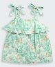 Tiny Girl Woven Sleeveless Floral Printed Top - Green