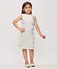 Tiny Girl Woven Sleeveless Floral Applique Detailed Textured  Dress - White