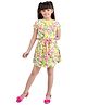 Tiny Girl Woven Half Sleeves Abstract Printed Dress - Yellow