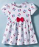Doodle Poodle 100% Cotton Knit Half Sleeves Cherry Printed Frock with Bow - White