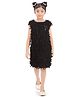 Tiny Girl Woven Sleeveless Textured & Floral Applique Detailed Dress - Black