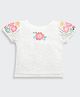 Tiny Girl Cotton Woven Puff Sleeves Floral & Schiffli Embroidered Top - White