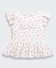 Tiny Girl Woven Cap Sleeves Floral Printed Peplum Top - Pink