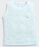 Tiny Girl Woven Sleeveless Textured Bead Embellished Floral Applique Detailed Top - Blue