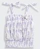 Tiny Girl Cotton Woven Leaves Printed & Smocked Detailed Top - Lavender