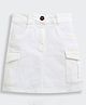 Tiny Girl Cotton Woven Solid Cargo Skirt - White