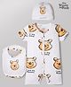 Babyoye Disney  100% Cotton Knit Half Sleeves Romper With Bib & Cap With Winnie The Pooh Graphic - Multicolor
