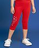 Kiddopanti Cotton Spandex Knit  Star Printed Capri Legging - Dark Coral