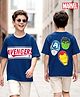 Pine Kids Marvel Cotton Knit Drop Shoulder Half Sleeves T-Shirt with Front & Back Avengers Graphic - Navy Blue
