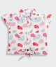 Tiny Girl Woven Cap Sleeves Colour Splash Printed Tie Up Shirt - Pink