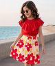 OLLINGTON ST. Sinker Knit Half Sleeves Frill Top & Skirt With Floral Print - Multicolor