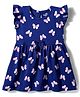 Doodle Poodle 100% Cotton Knit Half Sleeves Butterfly Printed Frock - Navy Blue