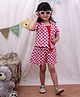 KID1 Cotton Woven Half Sleeves Polka Dots Printed Coordinating Shirt & Shorts Set - Pink