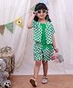 KID1 Cotton Woven Half Sleeves Polka Dots Printed Coordinating Shirt & Shorts Set - Green