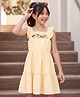Pine Kids Cotton Woven One Piece Dress with Ruffled Sleeves and Embroidered Yoke Beige 4-5 Years