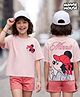 Pine Kids Disney Cotton Knit T-Shirt Half Sleeves  Front & Back Minnie Mouse & Friends Print Pink  8-9 Years