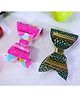 Kamule Set Of 2 Mermaid Designed Bow Applique Detailed Alligator Hair Clips - Multi Colour
