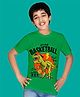 NUSYL Cotton Blend Knit Half Sleeves Dinosaur Printed & Lets Play Basketball Text Printed Tee - Green