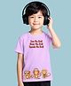 NUSYL Cotton Blend Knit Half Sleeves Three Monkeys Printed Tee - Lilac