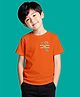 NUSYL Cotton Blend Knit Half Sleeves Here Comes The Cute Thing Text Printed Tee - Orange