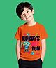 NUSYL Cotton Blend Knit Half Sleeves Robots Are Fun Text Printed Tee - Orange