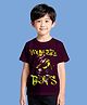 NUSYL Cotton Blend Knit Half Sleeves Younger Boys Text Printed Tee - Wine