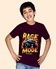 NUSYL Cotton Blend Knit Half Sleeves Rage Mode Unleashed Text Printed Tee - Wine