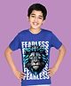 NUSYL Cotton Blend Knit Half Sleeves Fearless Text & Lion Printed Tee - Royal Blue