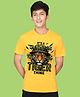 NUSYL Cotton Blend Knit Half Sleeves Tiger Printed Tee - Yellow