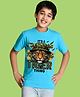 NUSYL Cotton Blend Knit Half Sleeves Tiger Printed Tee - Sky Blue