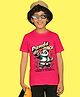 NUSYL Cotton Blend Knit Half Sleeves Panda Printed Tee - Hot Pink