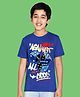 NUSYL Cotton Blend Knit Half Sleeves Against All Odds Text Printed Tee - Royal Blue