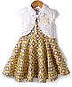 Enfance Cotton Woven Frock & Half Sleeves Shrug With Floral Print - Yellow