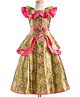 Enfance Jacquard Woven Sleeveless Floral Printed Ethic Dress with Applique Pearl & Rhinestones Detailing - Green