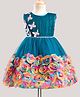 Enfance Net Knit Sleeveless Pleated Bodice & Butterfly Applique Detailed Party Dress - Blue