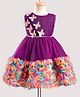 Enfance Sleeveless Pleated Bodice & Butterfly Applique Detailed Flare Dress - Wine - 18 - Net (DC) - (12 to 24 Month)