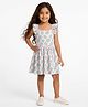 CrayonFlakes Cotton Knit Frill Sleeves Kiwi Printed Dress - Pink