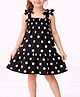 CrayonFlakes Rayon Woven Sleeveless Polka Dots Printed Dress - Black