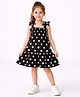 CrayonFlakes Rayon Woven Sleeveless Polka Dots Printed Dress - Black