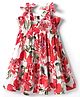 CrayonFlakes Rayon Woven Sleeveless Floral Printed Dress - Off White